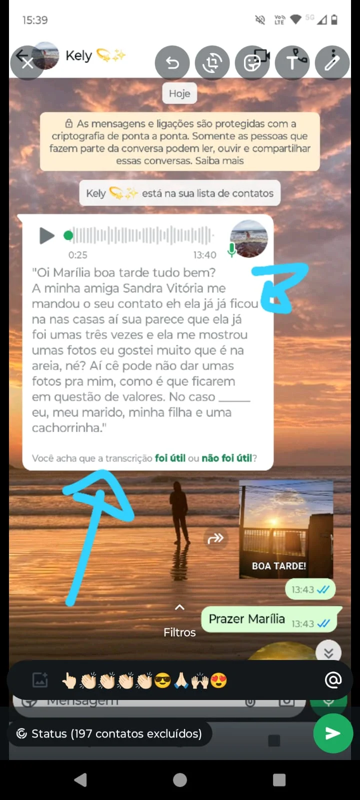 Cliente elogiando a hospedagem nas casas de praia